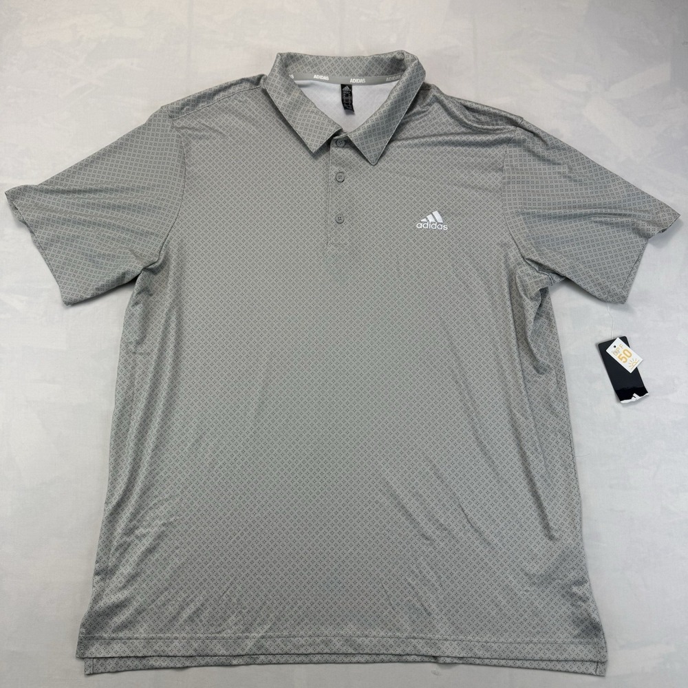 Adidas Golf Men's XL Gray Performance Polo Shirt UPF 50+ Sun Protection NWT